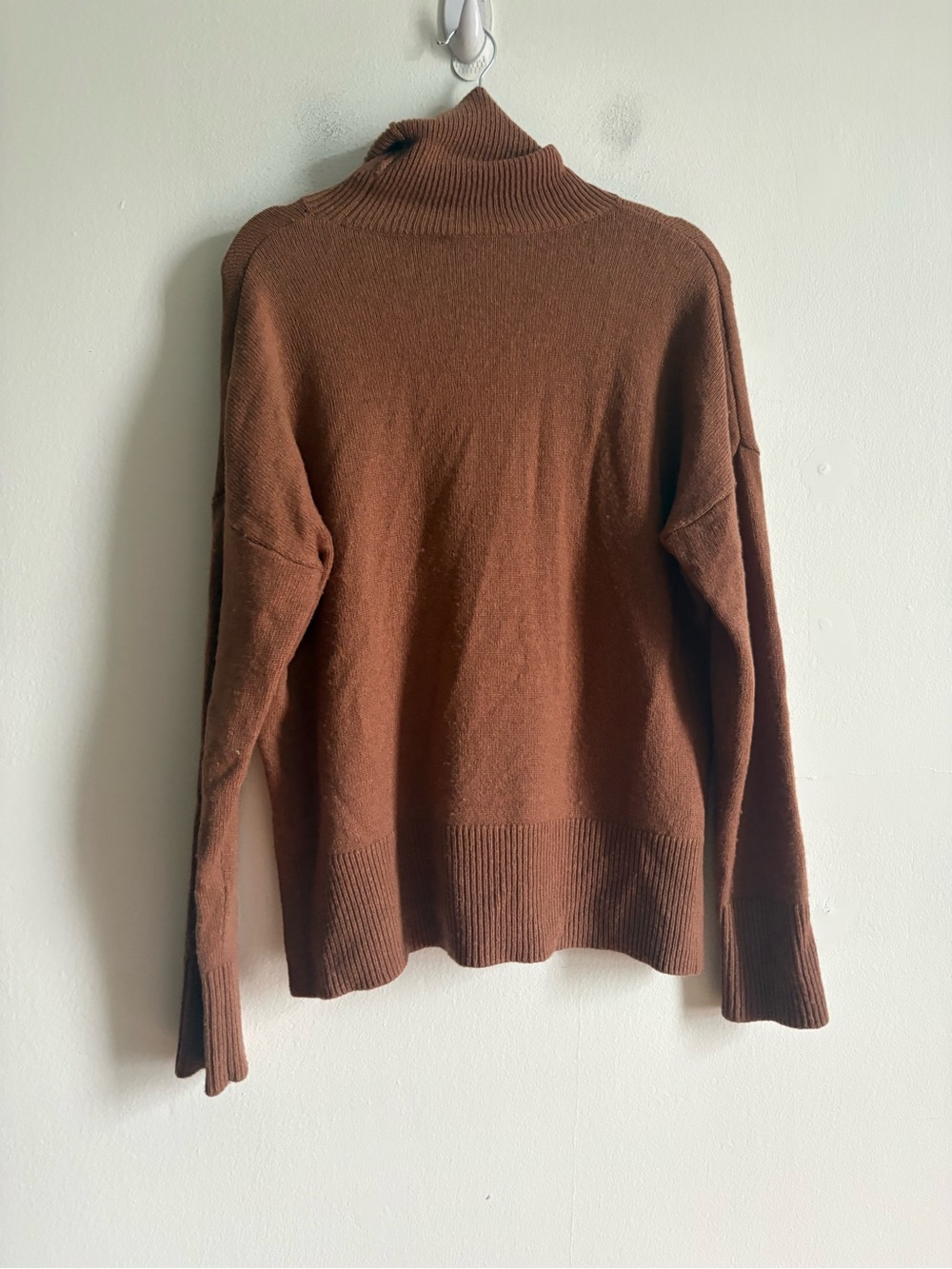 Ever New Sz S Wool Cashmere Brown Relaxed Turtleneck Minimalist Knit Sweater - Picture 9 of 9